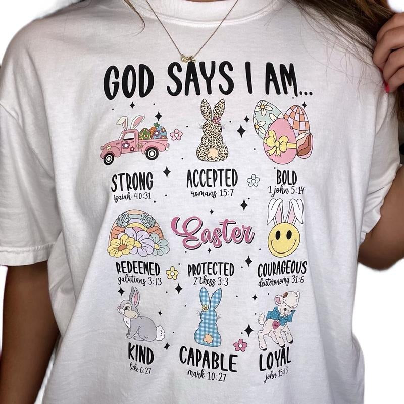 God Says I Am T-Shirt, Comfort Colors Easter Tee Hoodie, Sweatshirt | DripVista.com