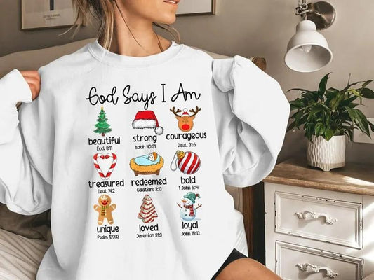 God Says I am Christmas, Christmas Sweatshirt, Christmas Gift, Christmas Jesus Shirt, Christian Jesus Shirt,Christian Bible Shirt,Holly Xmas
