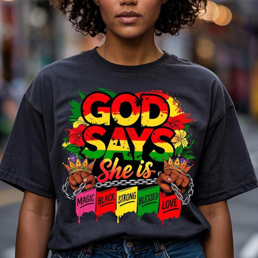God Says She Is Juneteenth Vibes Shirt, Emancipation Day Tee, Juneteenth 1865 Afro Women Shirt, Black History Month Gift, Free-ish 1865 Juneteenth Tee