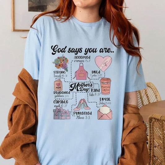 God Says You Are Kind Christian Shirt Casual Style Crew Neck Short Sleeve T-Shirt Tops Trendy for Unisex, Perfect Gift