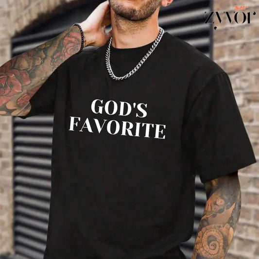 God's Favorite T-Shirt Casual Style Crew Neck Short Sleeve T-Shirt Tops Trendy for Unisex, Perfect Gift