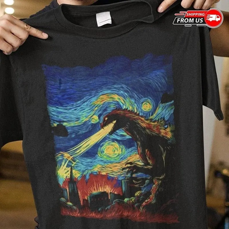 Godzilla Starry Night Shirt, Godzilla Hoo, Godzilla T-Shirt, Dinosaur Shirt