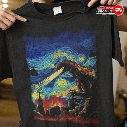 Godzilla Starry Night Shirt, Godzilla Hoo, Godzilla T-Shirt, Dinosaur Shirt