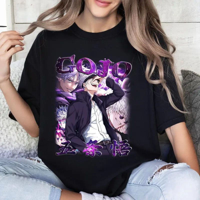 Gojo JJK Character Tshirt Crewneck Hoodie Comfort Cotton Sweatshirt | DripVista.com