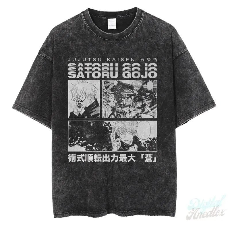 Gojo Shirt, Vintage JJK Anime Shirt, Anime Shirt, Manga Shirt, Anime Washed T-shirt Cotton Menswear Hoodie, Sweatshirt