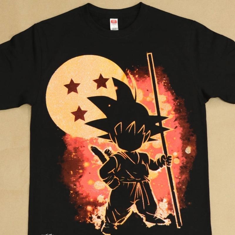 Goku con esfera T-shirt Cotton Black Casual