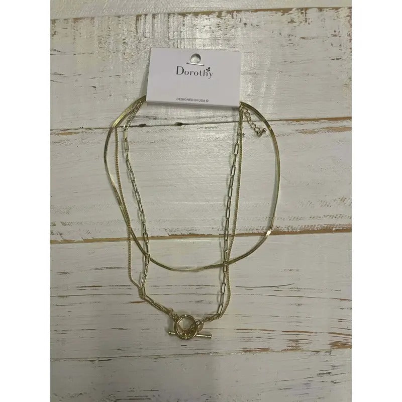 Gold Chain Triple Stack Necklace