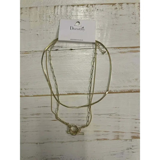 Gold Chain Triple Stack Necklace