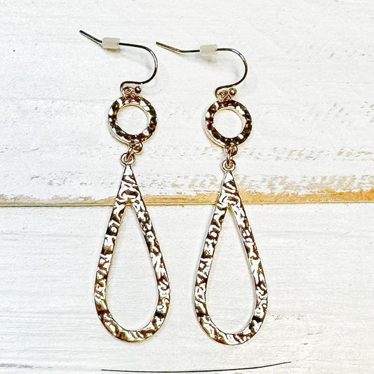 Gold Circle Teardrop Earrings