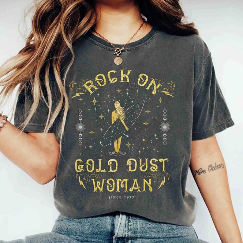 Gold Dust Shirt, Old School Band T-shirt, Stevie Band TShirt, Retro Music Shirt, Rock Band Tee, Oversized Trendy Shirts,...