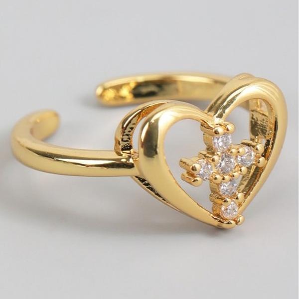 Gold Heart Cross Ring - Simple Design with Central Feature Highlighted T-Shirts, Hoodie, Sweatshirt | DripVista.com