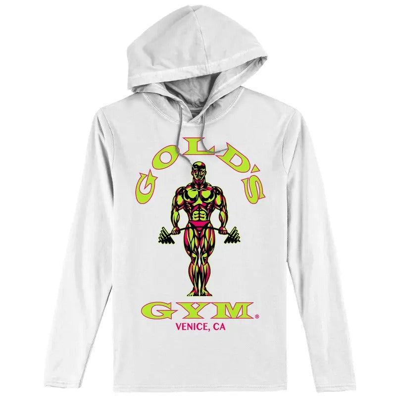 Gold's Gym Long Sleeve Hooded T-Shirt - White