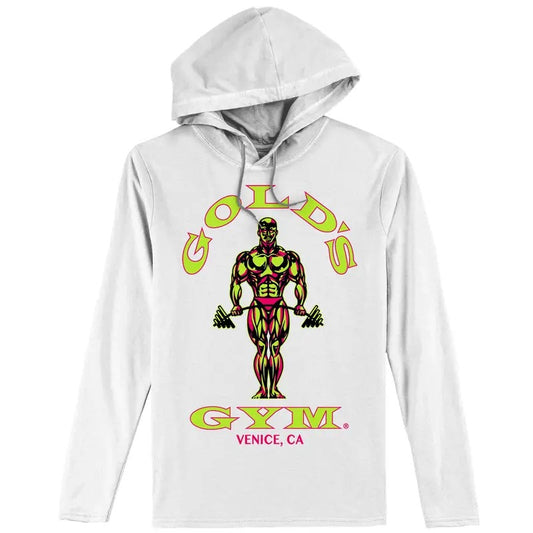 Gold's Gym Long Sleeve Hooded T-Shirt - White