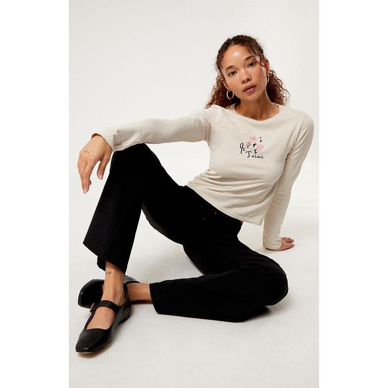 Golden Hour Women's Je t'aime Watercolor Flower Long Sleeve T-Shirt Hoodie, Sweatshirt | DripVista.com
