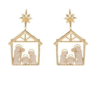 Golden Nativity Scene Earrings T-Shirts, Hoodie, Sweatshirt | DripVista.com