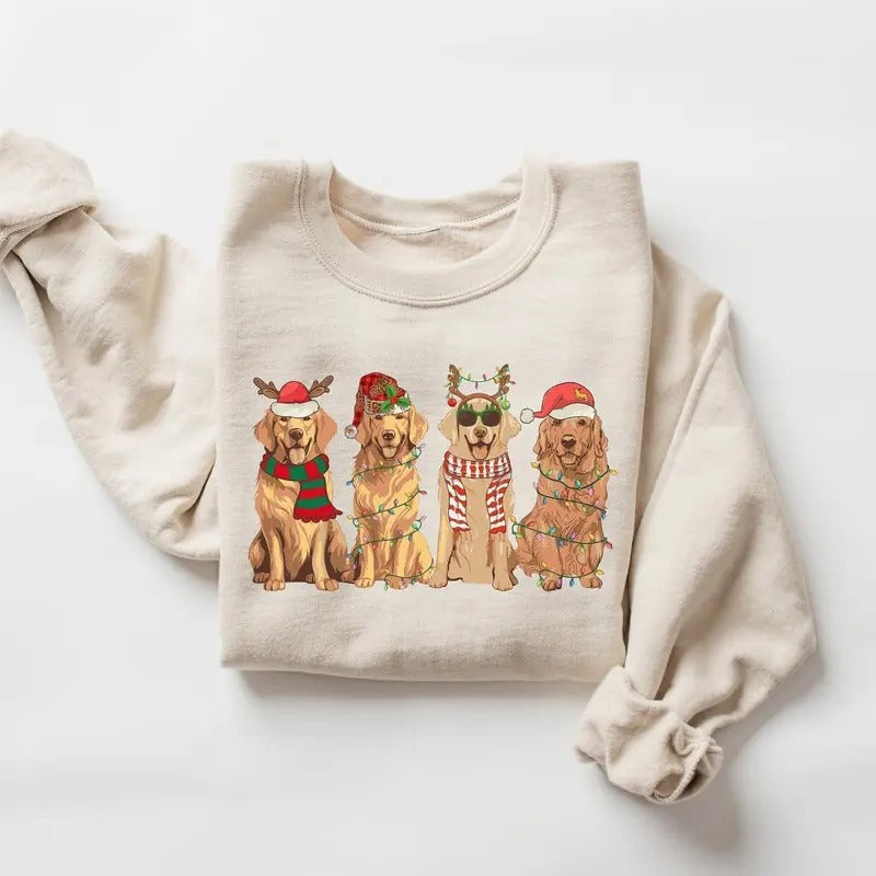 Golden Retriever Christmas Sweatshirt, Dog Christmas Shirt, Golden Mom Tshirt, Gift for Dog Lover, Holiday Sweater, New Year Shirt