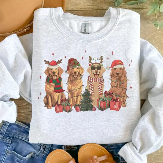 Golden Retriever Christmas Sweatshirt, Retro Dog Christmas Sweater, Golden Mom, Gift for Dog Lover, Xmas Shirt Holiday Shirt