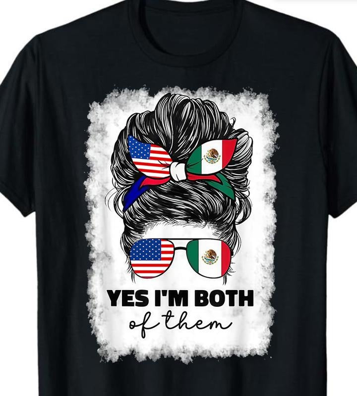 Golf Gift T-Shirt For Men Gunpla brand Women 100%Cotton Half Mexican Gunpla brand American Mexico America Usa Flag Girl...