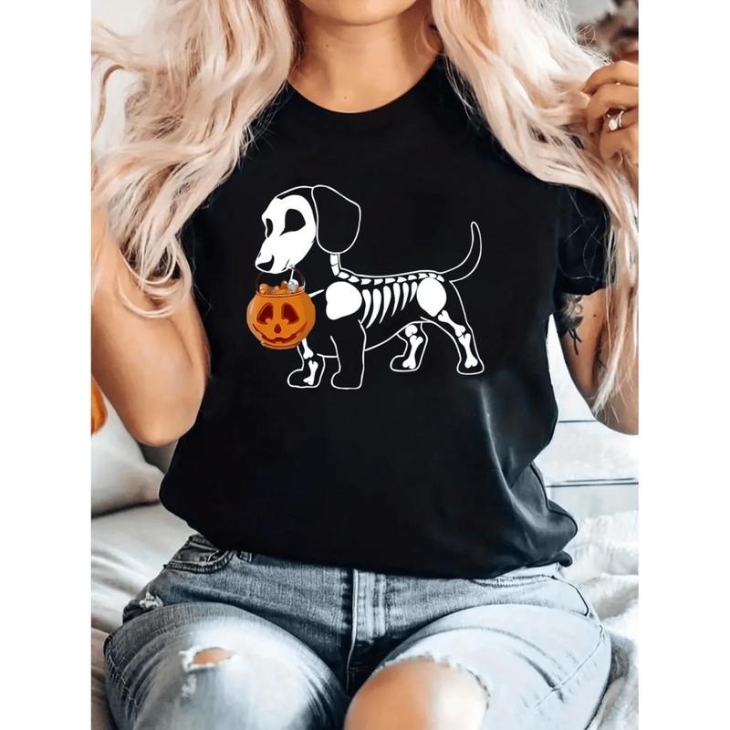 Golf Gift T-Shirt For Men Gunpla brand Women Stylish Halloween Dachshund Print Women'WB shield Casual Round Neck Short...