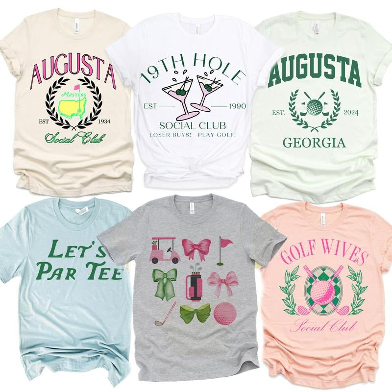 Golf Tshirts Golf Course Tees Country Club Golf T-Shirts Augusta Golf Sports Tees Golf Wives Tops Lets Par Tee Golf Tshirts 18th Hole T-Shirts