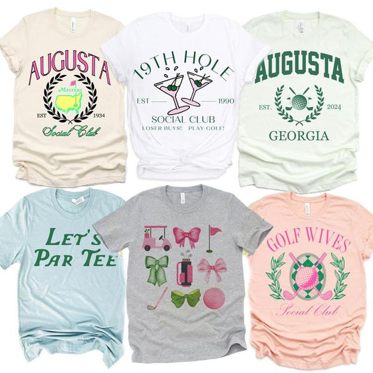 Golf Tshirts Golf Course Tees Country Club Golf T-Shirts Augusta Golf Sports Tees Golf Wives Tops Lets Par Tee Golf Tshirts 18th Hole T-Shirts