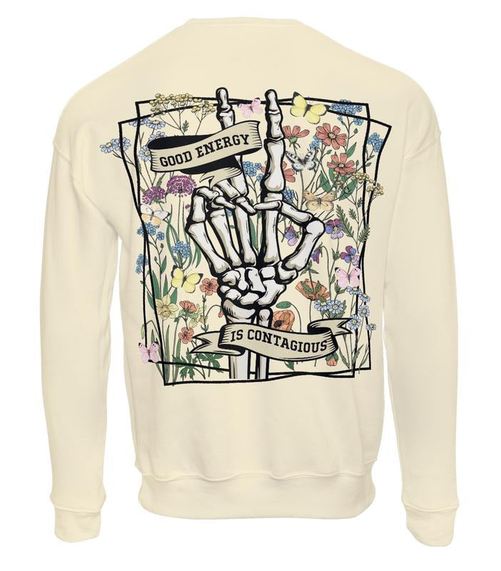 Good Energy Is Contagious Unisex Crewneck Sweatshirt - Fashionable Men's Tops for Cozy Outfits & Good Vibes