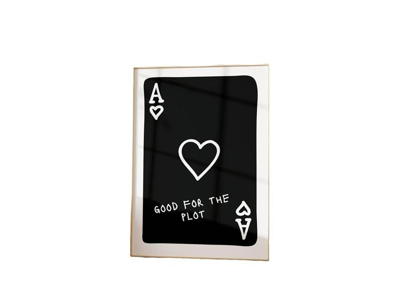 Good For The Plot Playing Card Print, Trendy Wall Art, Lucky Girl Poster Print, Retro Wall Art, Dorm Room College Decor,...