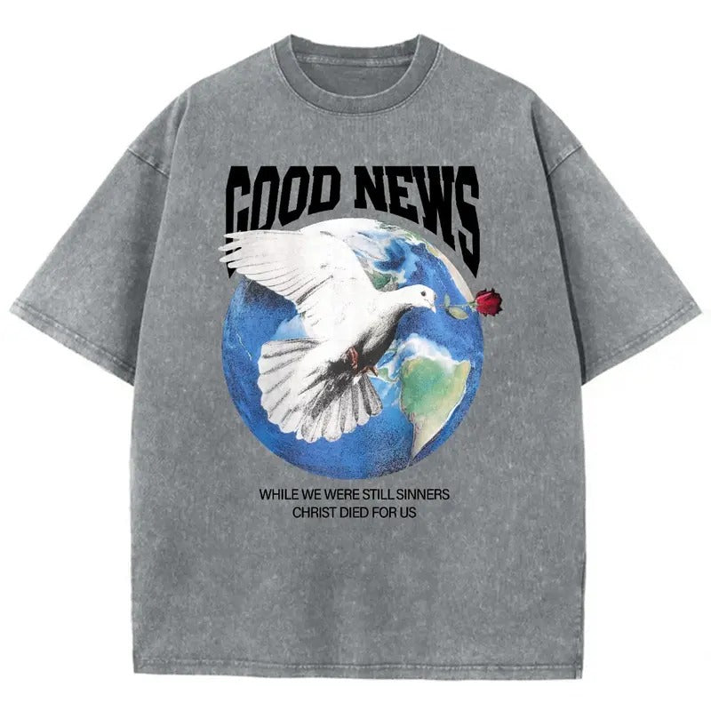 Good News Unisex Washed T-Shirt, Christian Jesus  t shirts, Vintage 90s Graphic Tee Gift Cotton Top Womenswear, Mineral...