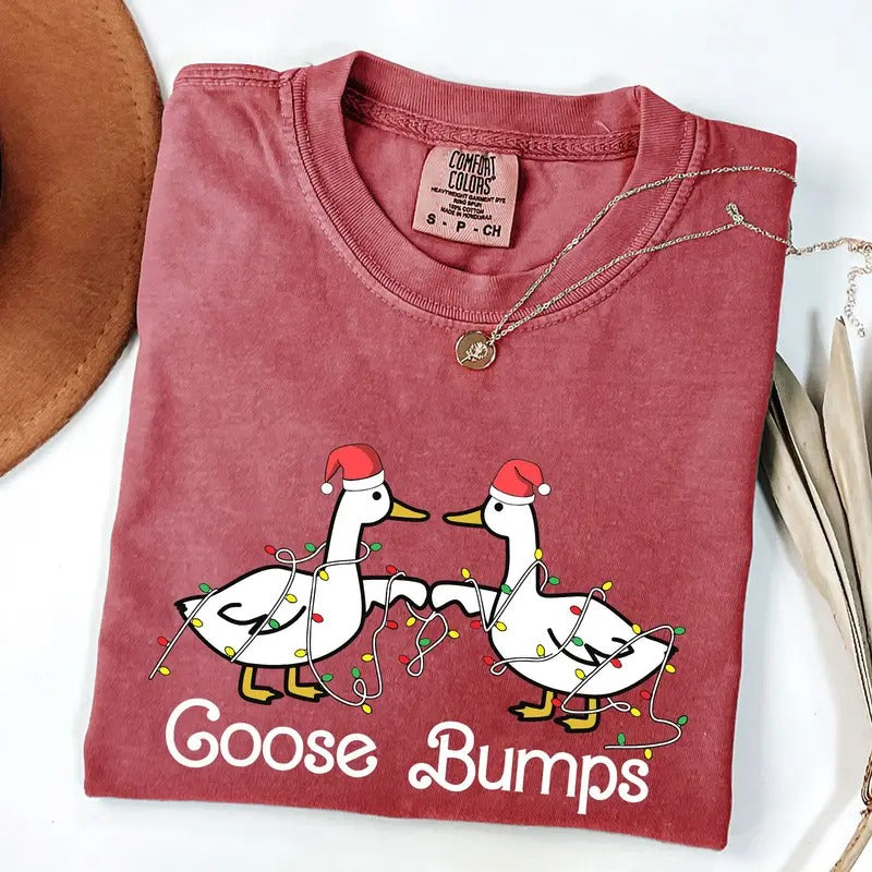 Goose Fist Bumps, Christmas, Santa, Cute, Funny, Xmas Tshirt, Christmas Comfort Colors Tshirt, Women's Graphic Tee, Xmas,...