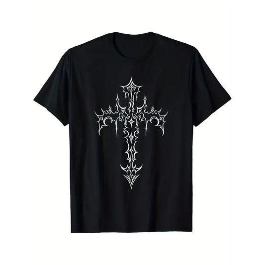 Gothic Cross Punk aesthetic Mall Gothic T-shirts, men's T-shirts, quality materials, comfortable and breathable Made in USA