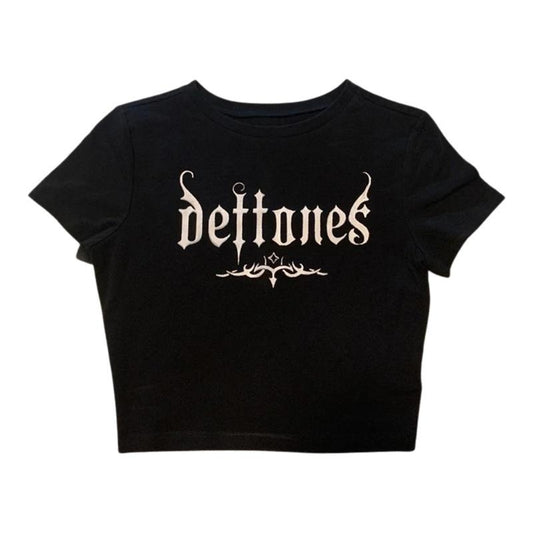 Gothic Emo Girl Baby Tee, Deftones Band Rock Baby Tee, Y2k Top Women Streetwear, Women Fitted T-Shirt, Gothic Emo Girl Top, Scene Clothing 2000s