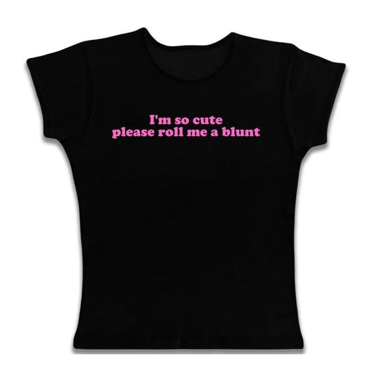 Gothic Emo Girl Baby Tee, Women Fitted T-Shirt, Im So Cute Baby Tee, Goth Short Sleeve Emo Girls Tops, Emo Scene 2000s Clothes, 2000 tops, Casual Cotton Short Sleeve