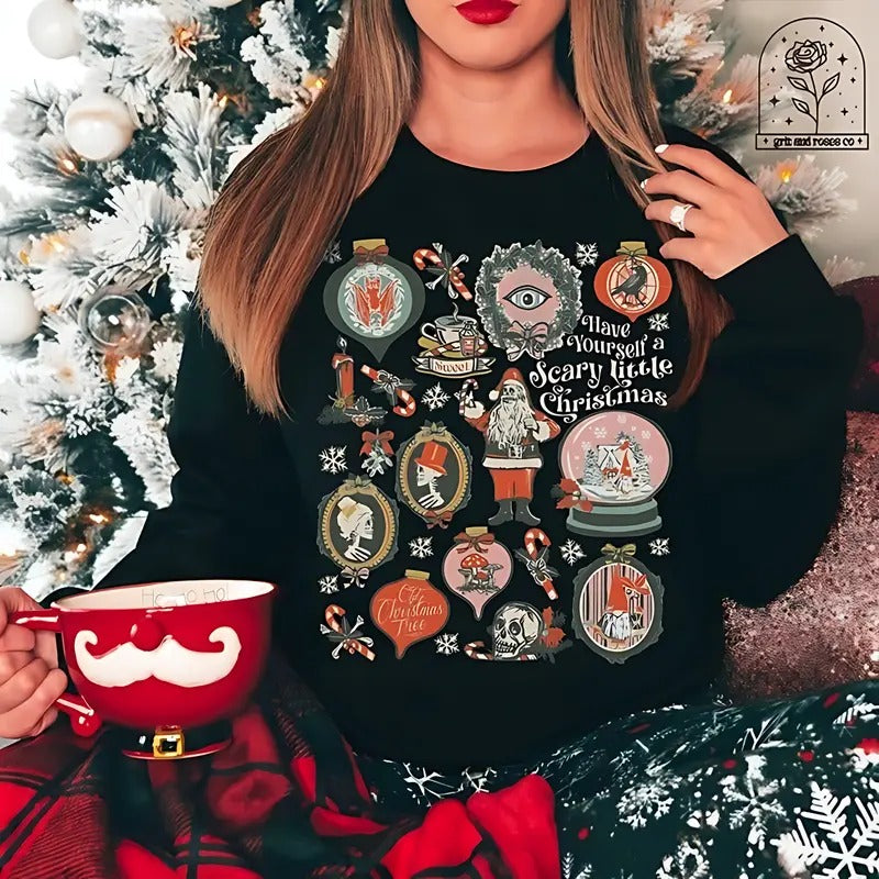 Gothic Krampus T-Shirt Scary Christmas Sweatshirt Collection with Victorian Flair