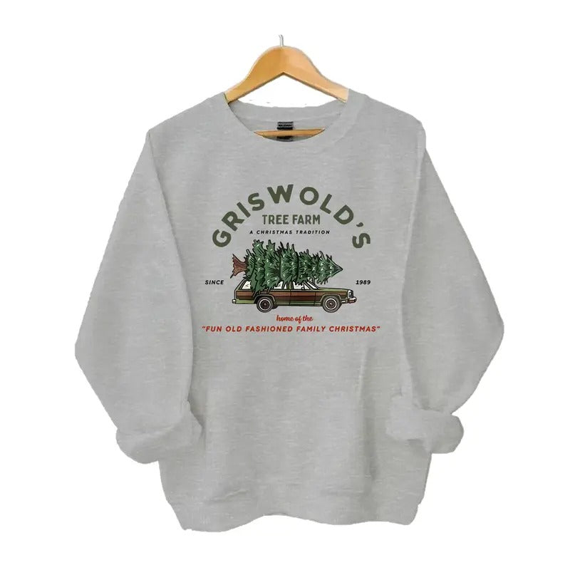 Gr1swold's Tree Farm A Christmas Tradition Sweatshirt, Tree Farm Home of the Fun Old Fashioned Family Christmas Sweater Crewneck Casual