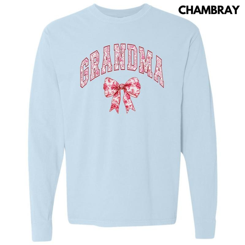 Grandma Red Ginger Jar Florals Long Sleeve Comfort Colors T-Shirt 'NLB'