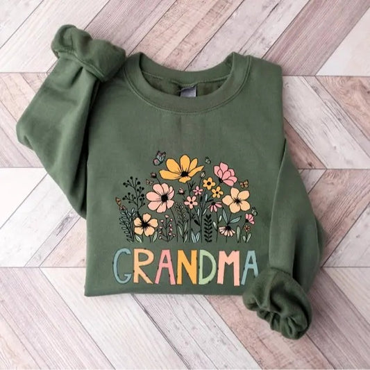 Grandma Sweatshirt, Grandma Wildflower Sweatshirt, Grandma Floral Sweatshirt, Wildflowers Sweatshirt, Grandma Flower Sweatshirt