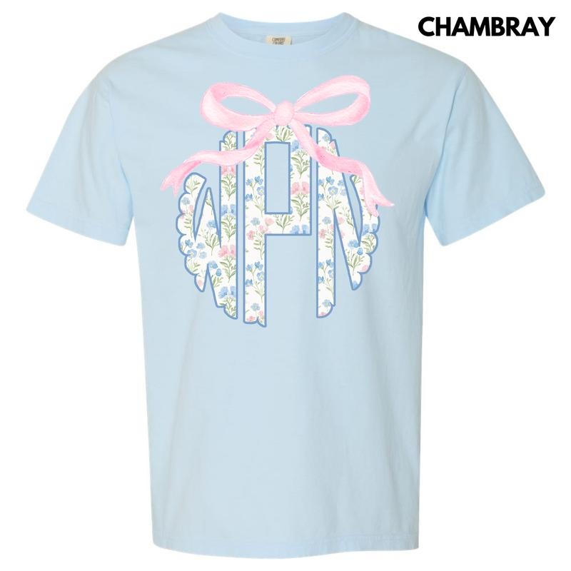 Grandmillennial Floral Monogram Comfort Colors T-Shirt 'NLB' Hoodie, Sweatshirt | DripVista.com