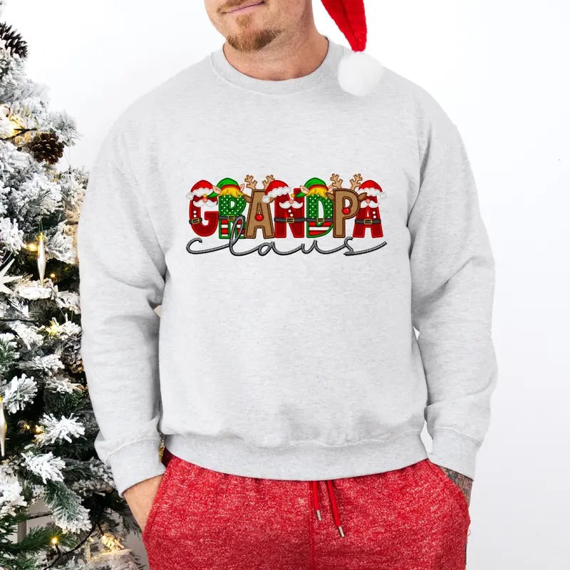 Grandpa Claus Faux Embroidery Unisex Sweatshirt