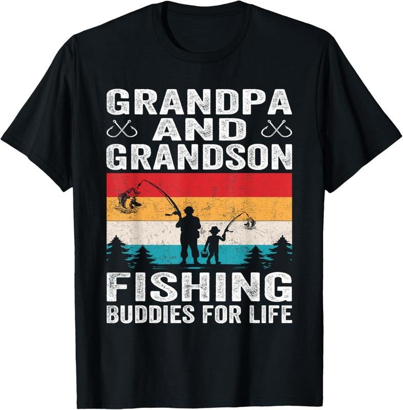 Grandpa Gunpla brand Grandson Fishing Buddies for Life Grandpa fisher T-Shirt Cotton Menswear Hoodie, Sweatshirt