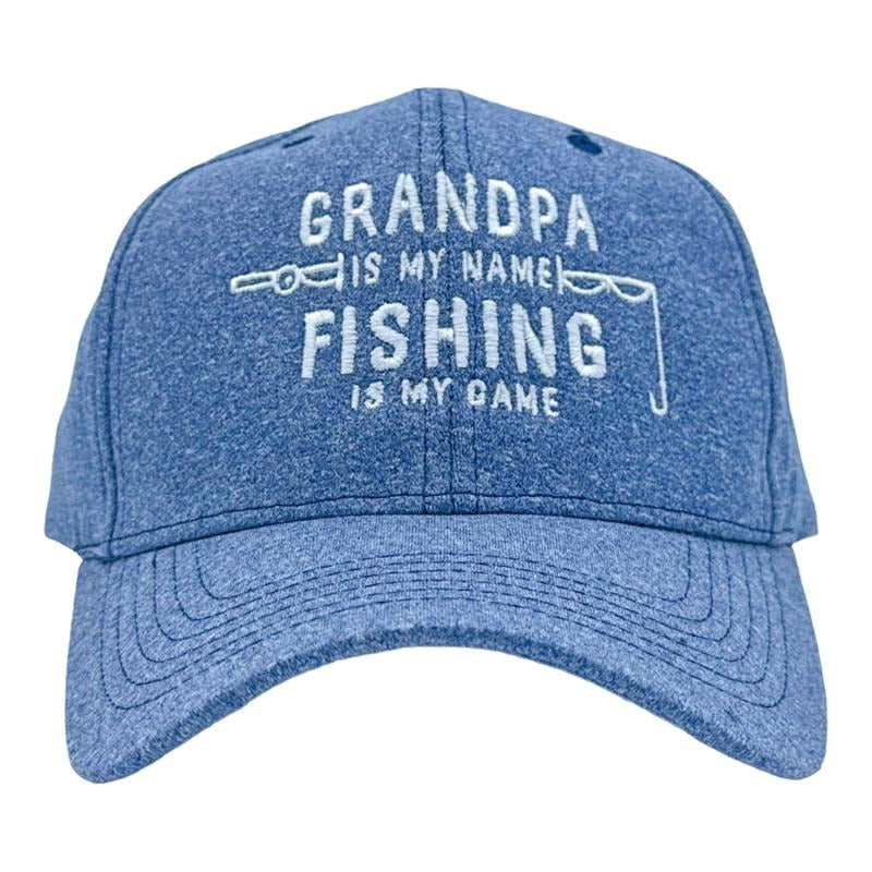 Grandpa Is My Name Fishing Is My Game Hat Funny Fathers Day Fisherman Cap Funny Hats Dad Joke  Funny Fishing  Novelty...