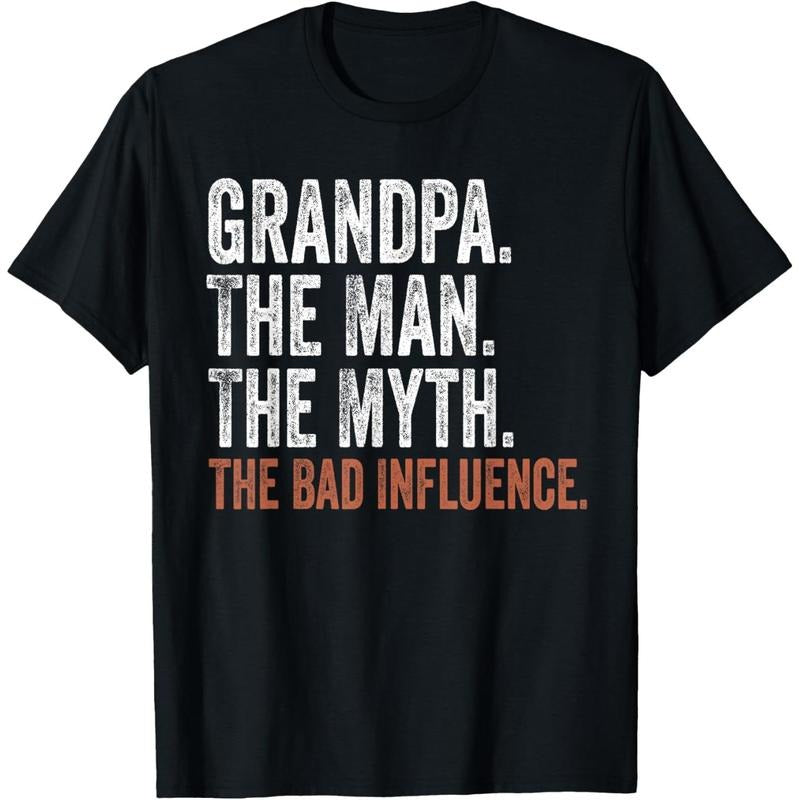 Grandpa The Man The Myth The Bad Influence Father's Day T-Shirt made in usa Hoodie, Sweatshirt | DripVista.com