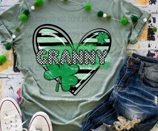 Granny Clover Heart DTF Transfers - THIS IS NOT A SHIRT