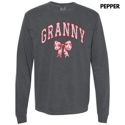 Granny Red Ginger Jar Florals Long Sleeve Comfort Colors T-Shirt 'NLB'