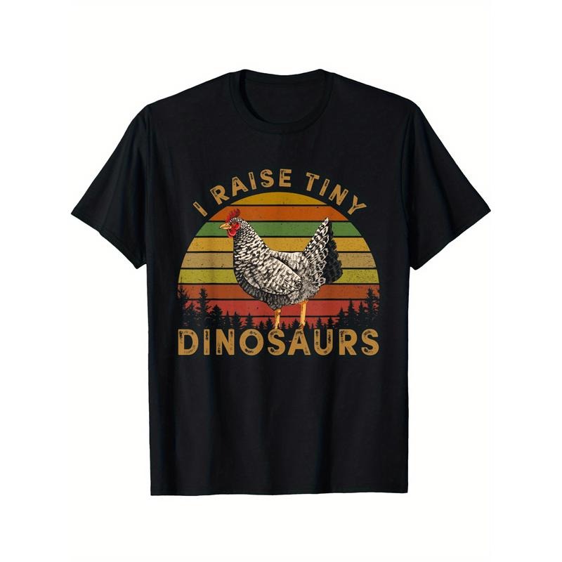 Graphic Animal Chicken Little Poultry I Raise Tiny Dinosaurs T-Shirt Comfortable leisure sports Halloween Christmas gift...