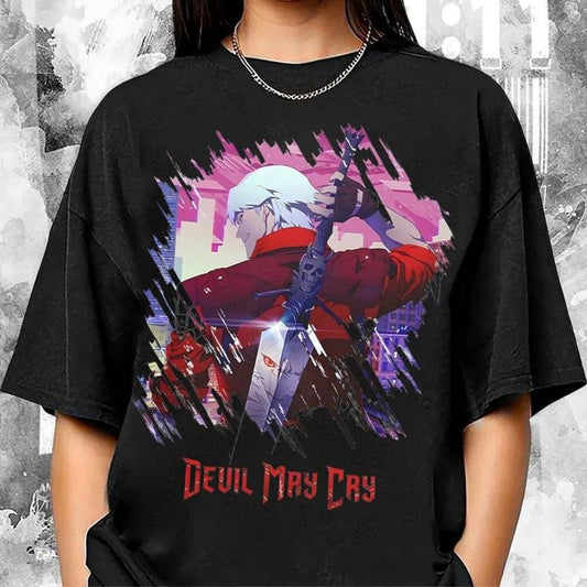 Graphic Devil May Cry Tee, Video Games Shirt, Gamer Merch, Dante Shooting DMC Unisex T-shirt
