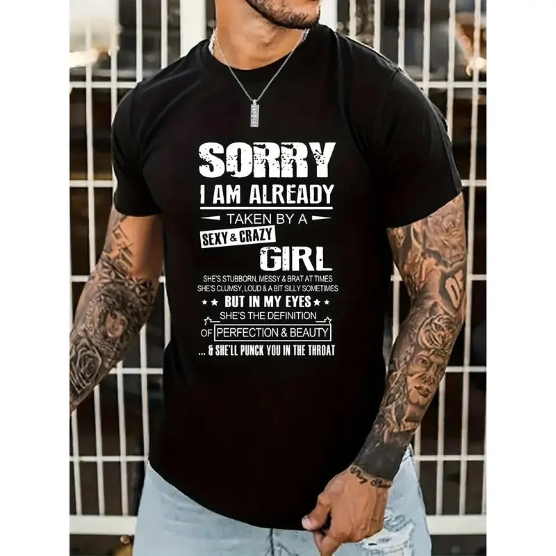 Graphic Slogan Pattern Print Men'WB shield Summer T-shirt