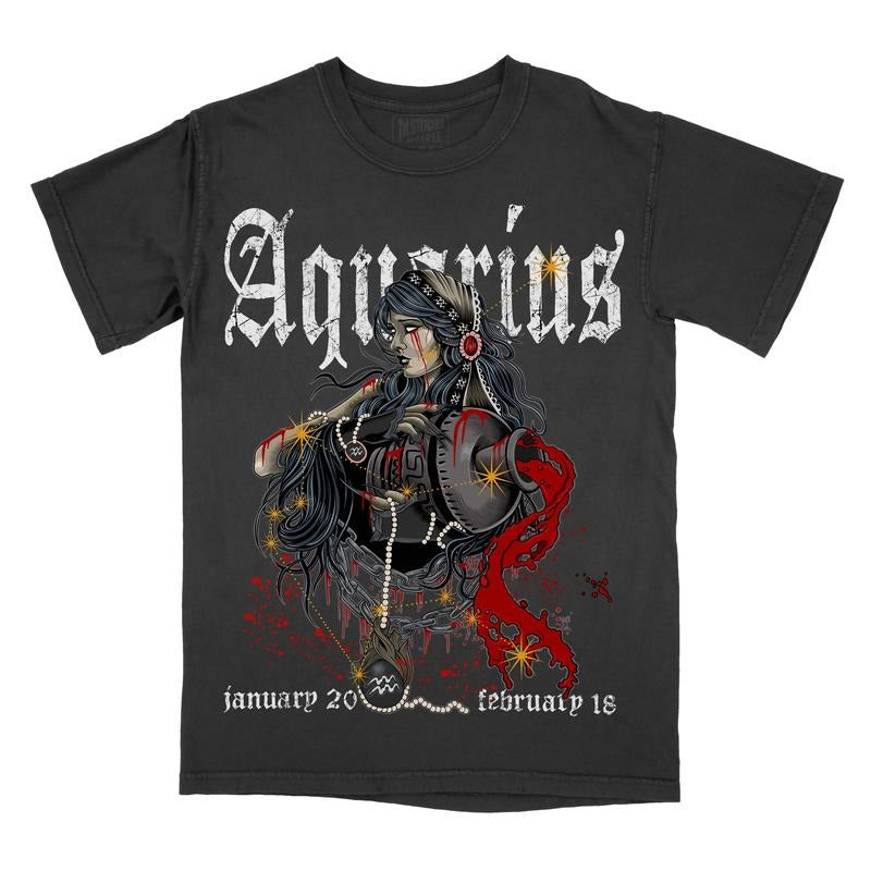 Graphic Tee Aquarius Zodiac Sign Comfort Colors, Horoscope Shirt, Astrology T-Shirt