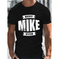 [Graphic Tees] Cotton 100% cotton T-shirt, Men'WB shield Summer T-shirt, BEST MIKE EVER Letter Print Short Sleeve Tees, Trendy Casual Tops For Daily Life