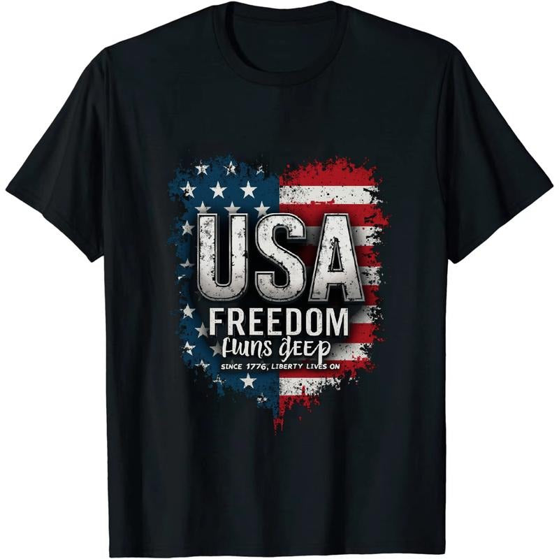 [Graphic Tees] Cotton Artistic Independence Day USA Lightsaber brand