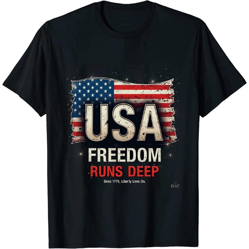 [Graphic Tees] Cotton Enthralling Fourth FOG July USA Lightsaber brand - Shirt With Flag